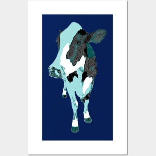 Cow Blue Posters and Art